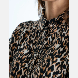 KOSZULOWA sukienka damska z kołnierzem MIDI brązowa MORAJ